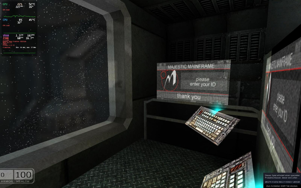 Screenshot of "Chaser" with Mangohud performance monitor on the left.